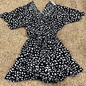 Black and white spotted romper size small